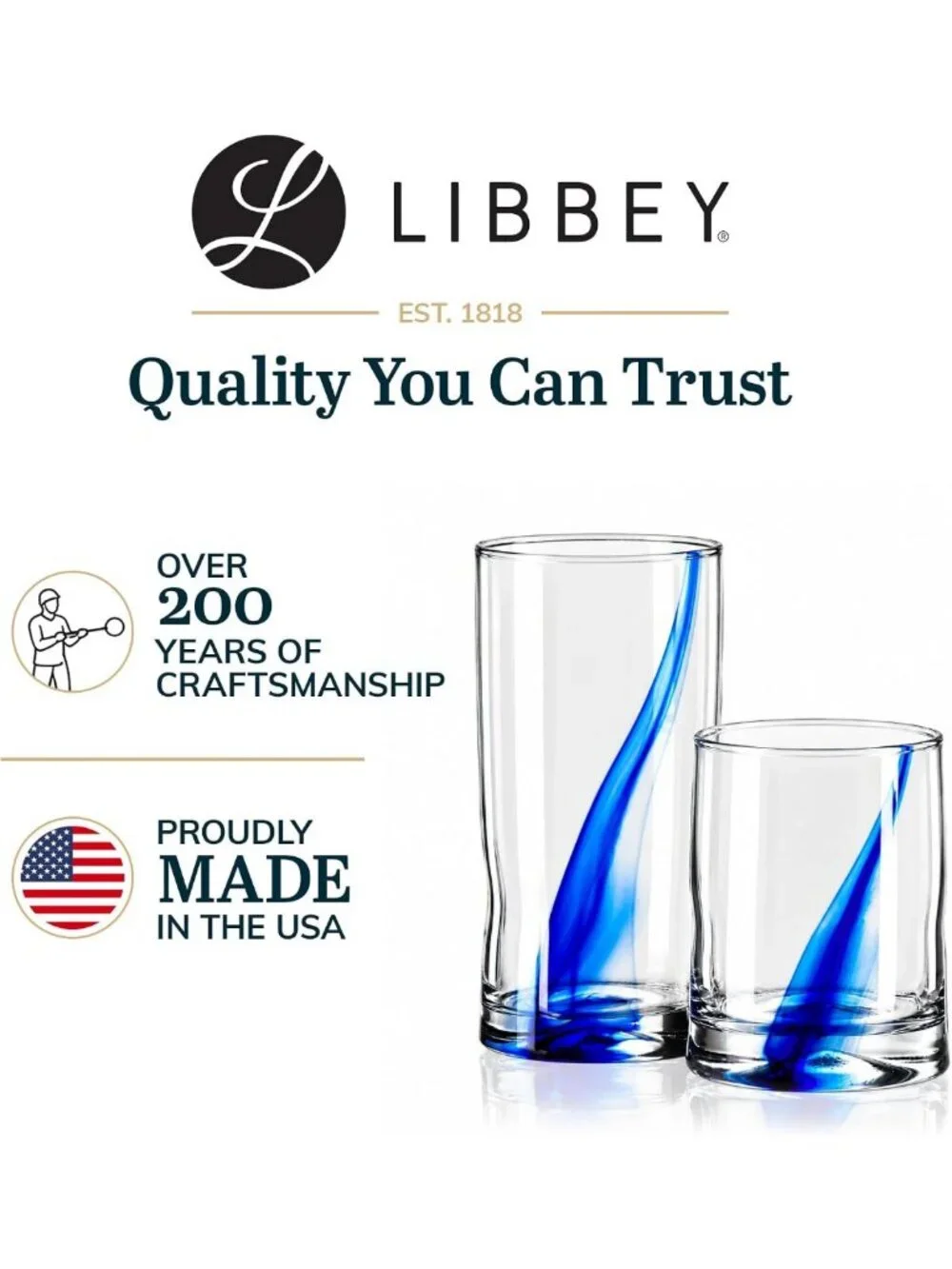 Set of 16 Dimpled Drinking Glasses, Blue Ribbon Tumblers for Cocktails
